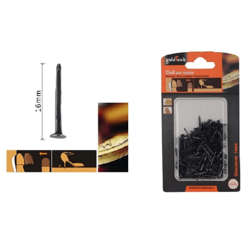 Set Confezione 60gr Chiodi Per Scarpe 16 Mm Neri Per Riparazioni Calzolaio 90888 -