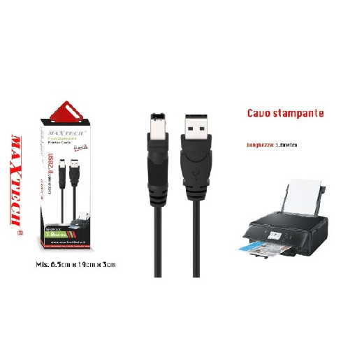 Maxtech-cavo Da 3mt Usb 2.0 Per Stampante Hp Prolunga Dati Pc Hard Disk Maxtech Ca-bm3.0m -