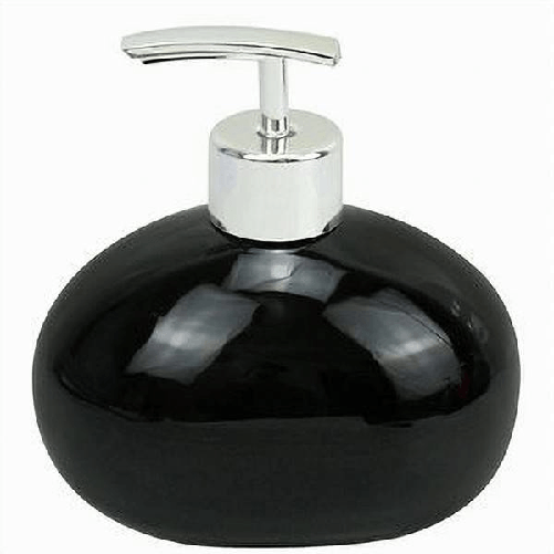 Dispenser Per Sapone Liquido In Ceramica Nero Dosatore Moderno Arredo Bagno 79248 -