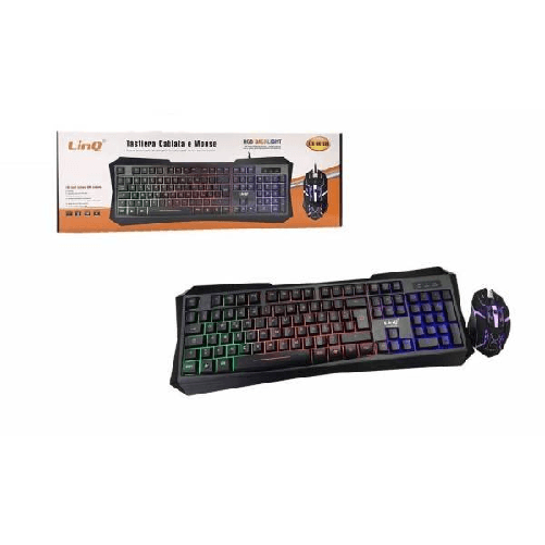 Tastiera Mouse Retroilluminata Gaming Con Cavo Usb Led Rgb Ergonomica Led-mk1568 -
