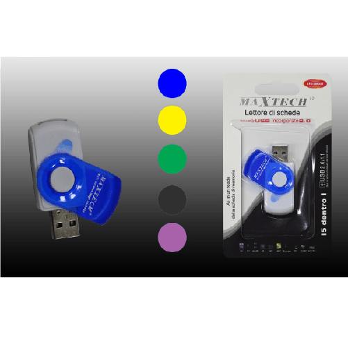 Pennetta Usb 2.0 Lettore Schede Di Memoria Sd Tf Minisd W2 Ms Xd Ms Maxtech Lto-sm003 -