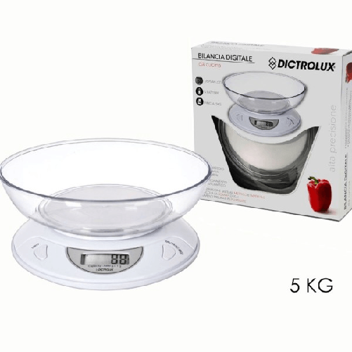 Bilancia Digitale Da Cucina A Batteria Pesa Fino A 5kg Display Lcd Bianco 541907 -