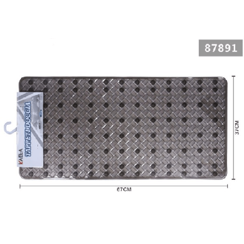 Kaela-tappeto Antiscivolo Rettangolo Per Bagno Doccia Intrecciato Grigio 37x67cm 87891 -