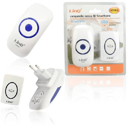 Linq-campanello Senza Fili Smarthome Con Ricevitore 200-300mt Per Interni Esterni V008a -