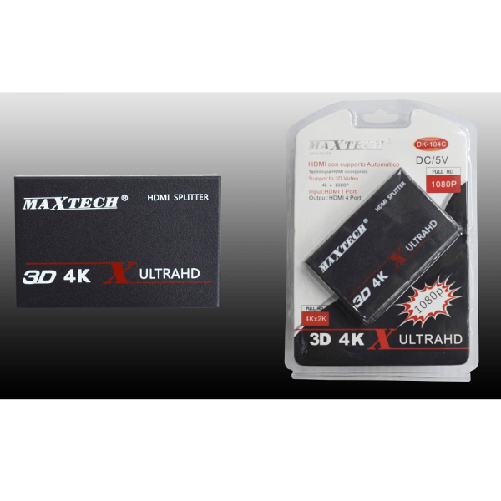 Splitter Sdoppiatore 4 Porte Hdmi Full Hd 1080p Per Tv Ps3 Xbox 3d 4k Maxtech Dk-104c -