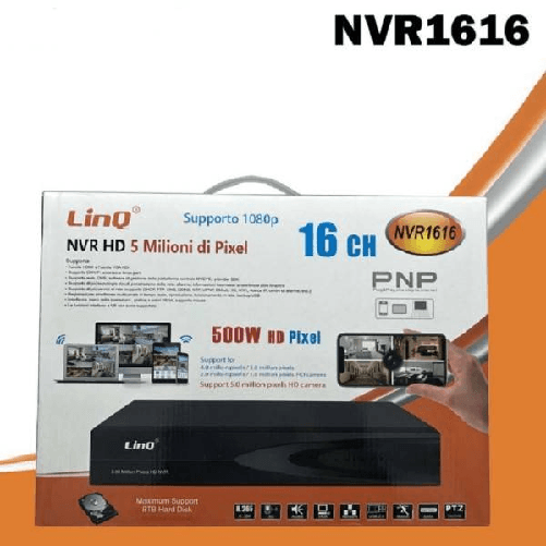 Linq-nvr 16ch Canali Rec&live Full Hd 1080p Wifi H.264 H.265 Switch Poe 5mpx Nvr1616 -