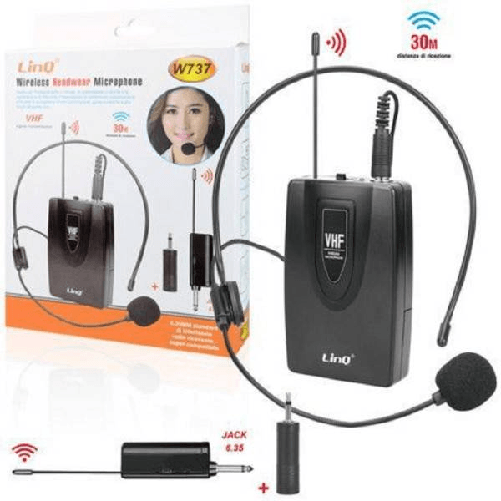 Linq-amplificatore Vocale Portatile Con Microfono Ad Archetto Wireless Vhf 30mt W737 -