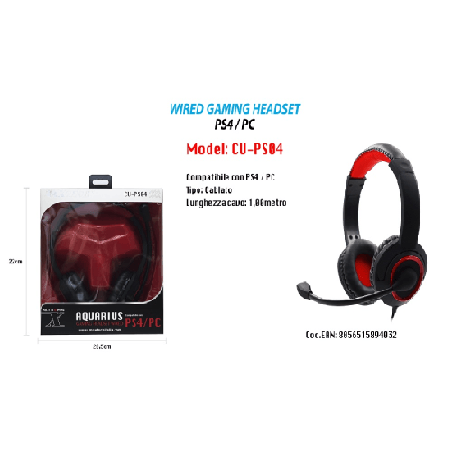 Cuffie Gaming Con Microfono Wired Aquarius Compatibile Per Ps4 / Pc Maxtech Cu-ps04 -