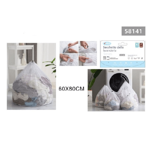 Sacchetto Lavanderia Bucato Borsa A Rete Biancheria 60 X 80cm Con Coulisse 58141 -