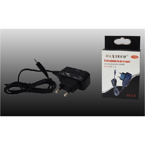 Caricabatterie Da Viaggio Rete Fissa Con Spina Dc:1.0 5v-1000ma Maxtech Ca-s008b -