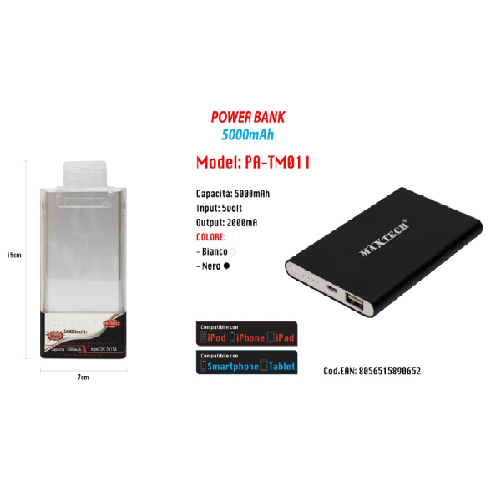 Maxtech-power Bank Caricabatterie Portatile Usb 5000mah Per Smartphone Batteria Esterna Maxtech Pa-tm011 -