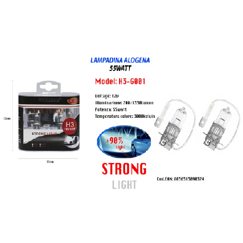 Maxtech-lampadine Alogene Per Auto Di Ricambio H3 55 Watt 12v Luce Calda Maxtech H3-g001 -