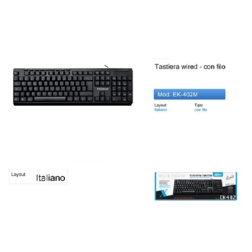 Tastiera Con Filo Usb 2.0 Confort Impermeabile Silenzioso Windows Macos Maxtech Ek-402m -
