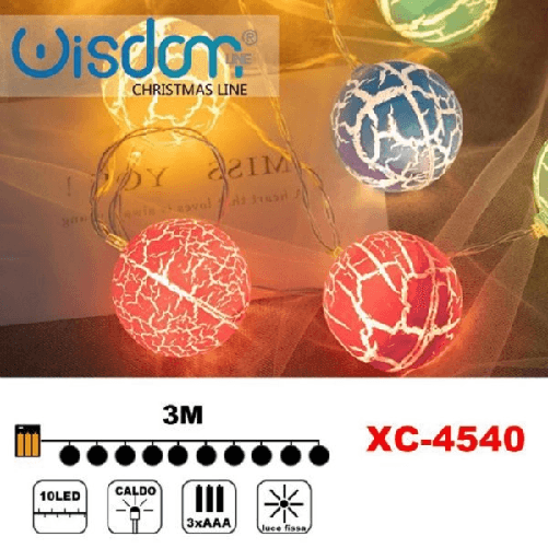 Wisdom-catena Luminosa Con Palline Colorate 10 Led A Batteria Luce Calda Fissa Xc-4540 -
