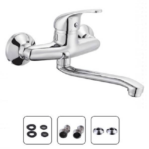 Cleafe-miscelatore Rubinetto Monocomando Lavello Cucina Canna Alta Cromato Muro 69139 -