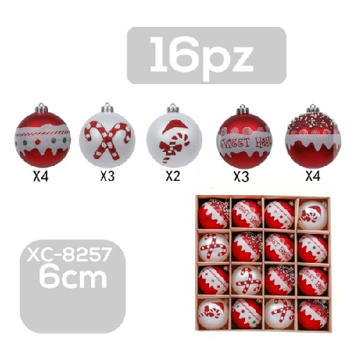 Wisdom-set 16 Palline Natalizie Decorazioni 6 Cm Addobbi Per Albero Di Natale Xc-8257 -