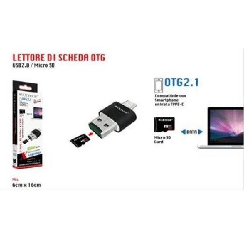 Maxtech-lettore Scheda Otg2.1 Usb2.0 Micro Sd Compatibile Entrata Type-c Maxtech Lto-sm04 -