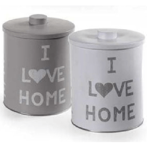 Barattolo Contenitore In Latta Cucina Tonda Assortiti I Love Home 14x18cm 710506 -