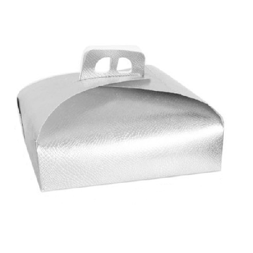 Kaela-set 3pz Scatola Porta Torta Argento 36x36 Cm Dolci Pasticceria Festa Party 58015 -