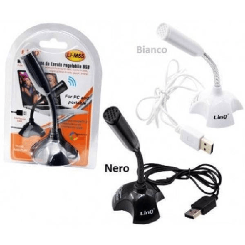 Mini Microfono Con Base Usb Skype Pc Notebook Laptop Karaoke Regolabile Li-m55 -
