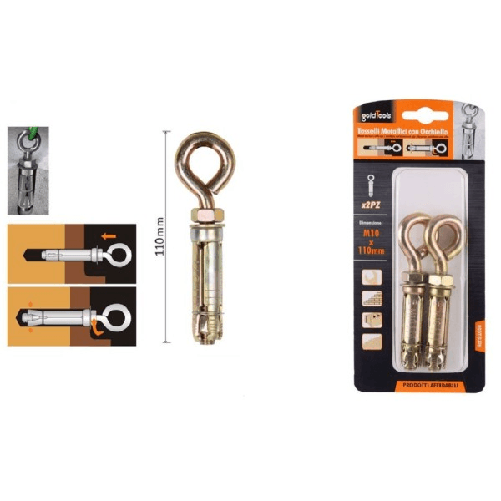 Kaela-set 2pz Tasselli Metallici Occhiello Bulloni M10x110mm Accessori Minuteria 91050 -