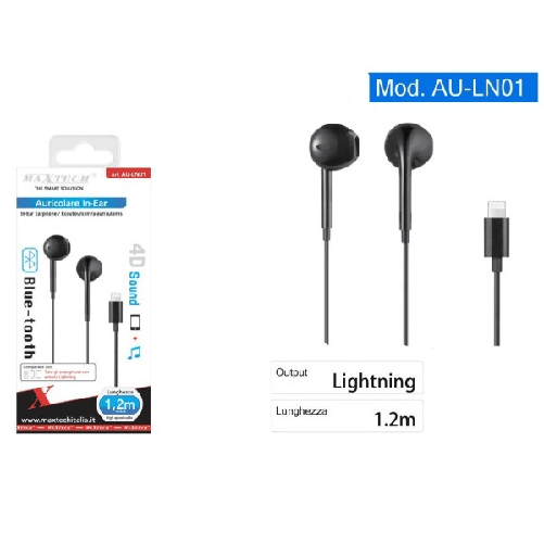 Maxtech-auricolari Cuffie Con Connettore Lightning Per Iphone Ipad Ipod Maxtech Au-ln01 -