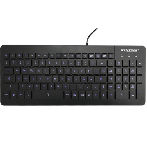 Maxtech-tastiera Wired Retroilluminata Impermeabile Windows Pc Con Filo Maxtech Ek-720m -