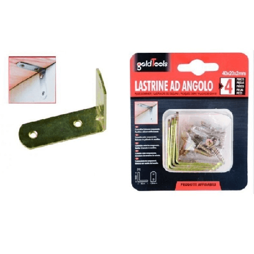 Set 4 Pz Lastrina Lastrine Ad Angolo Forma L 40x20x2mm Con Viti Per Mobili 91217 -