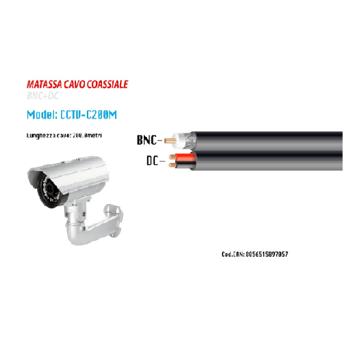 Cavo Coassiale Rame-rame Antenna Tv Telecamere 200 Metri Maxtech Cctv-c200m -