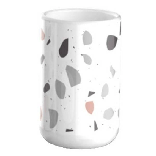 Bicchiere Porta Spazzolino Graniglia Bianco Multicolore Accessori Bagno 69835 -