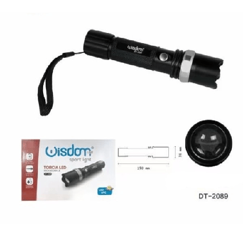 Torcia Led Cree T6 Ricaricabile Usb Auto Luminosita Regolabile Resistente Dt-2089 -