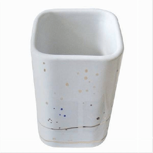 Bicchiere Porta Spazzolini Accessori Bianco Macchiato Moderno Arredo Bagno 59883 -