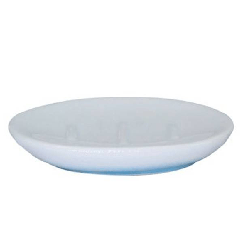 Cleafe-piatto Piattino Portasapone Saponetta Bagno Ceramica Bianco Azzurro Arredo 59912 -