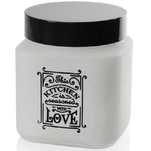 Kaela-barattolo Contenitore Vetro Quadrato Bianco Moderno Satinato 1000 Ml 12cm 833502 -