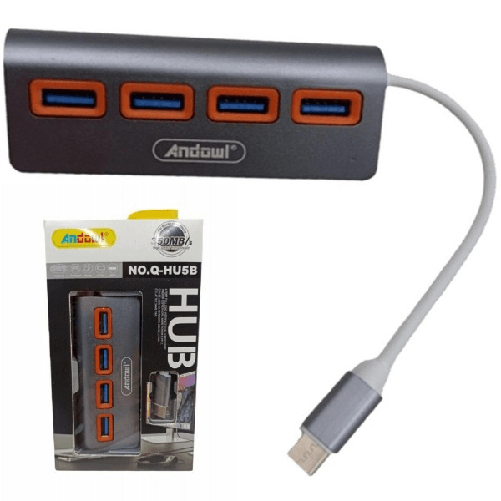 Hub 4 Porte Usb 3.0 Con Connessione Usb-c Type-c Q-hu5b Collegamento Dispositivi -