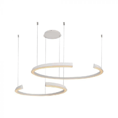 V-TAC Lampadario LED a Sospensione con 2 Mezzaluna 48W in Metallo Colore Bianco 110*80*120cm 4000K Triac Dimmerabile