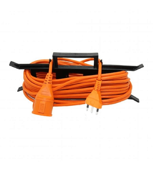 V-TAC Prolunga 1 Via con Presa Schuko e Spina 2P+T 16A Cavo VDE H05VV-F 3G1.5mm 30m Colore Arancione con Telaio Portacavi