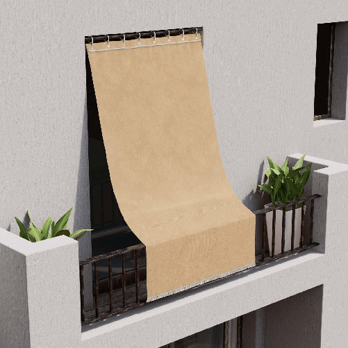 A2ZWORLD Tenda da Sole per Balcone Kit con Ganci e Anelli Tenda da Sole per Balcone Kit con Ganci e Anelli, Tenda Parasole a Cascata da Finestra in Te