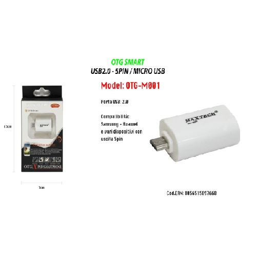 Maxtech-pennetta Otg Smart Tastiere Stampanti Adattatore Pc Smartphone Lettore Card Usb Maxtech Otg-m001 -