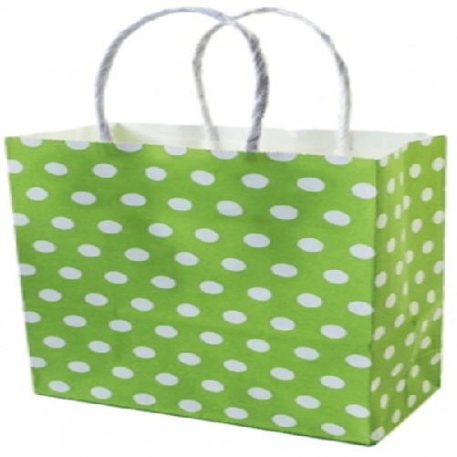 Trade Shop Traesio-6 Buste Da Regalo Shoppers In Carta Con Manici Verde Pois 32x25.5x12.5 Sacchetti -