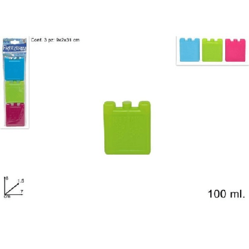 Trade Shop Traesio-set 3pz Freezerini 100 Ml 3 Colori 8x7cm Piastre Refrigeranti Per Borse Termiche -