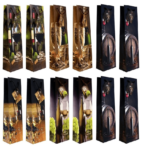 Trade Shop Traesio-set 12 Pezzi Buste Da Regalo 12x34.5x10cm Sacchetti Sacchetto Vino Bottiglie -