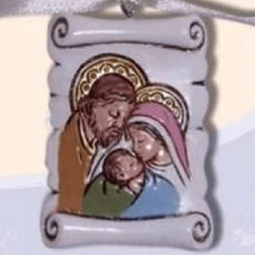 Bomboniera Appendino Con Pergamena Sacra Famiglia X Battesimo Nascita Comunione -