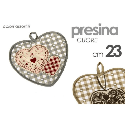 Kaela-presina Da Cucina Forma A Cuore 23cm In Tessuto Casa Decorata Vari Colori 672309 -