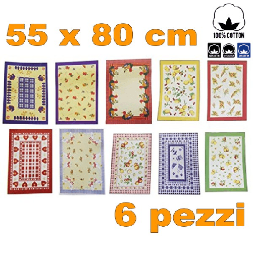 Trade Shop Traesio-6 Strofinacci Cotone Fibra Naturale Asciugapiatti Asciuga Piatti Canovaccio -