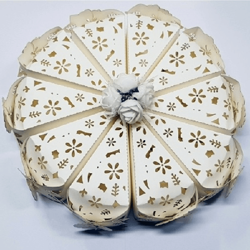 Trade Shop Traesio-set 10 Bomboniere Scatolina Spicchio Torta Bianco Fiore Portaconfetti Matrimonio -