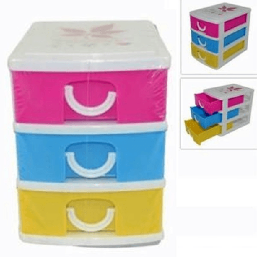 Trade Shop Traesio-cassettiera Piccola 3 Cassetti 11,5x13x9cm Colorata Multiuso Minuteria -