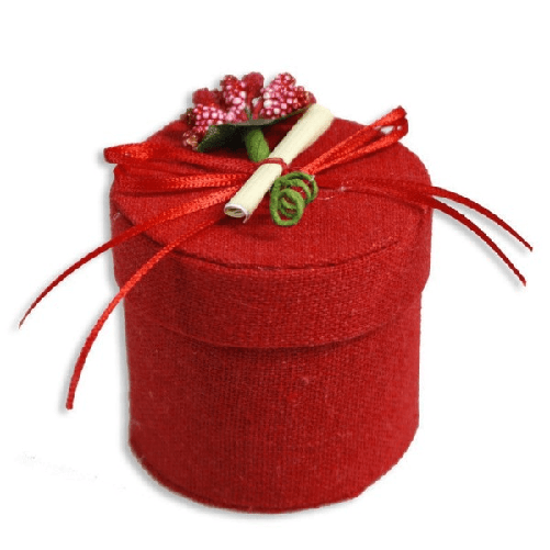 Trade Shop Traesio-12 Scatolina In Tessuto Con Pergamena Porta Confetti Bomboniera Laurea Rosso -