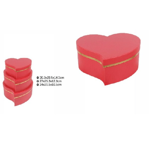 Trade Shop Traesio-set 3pz Scatole Box Regali Varie Misure Matrioska Forma Cuore Storto Rosso 71934 -