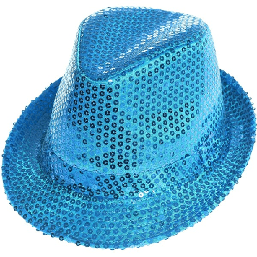 Cappello Borsalino Paillettes Azzurro Spettacolo Teatro Paillette Uomo Donna -